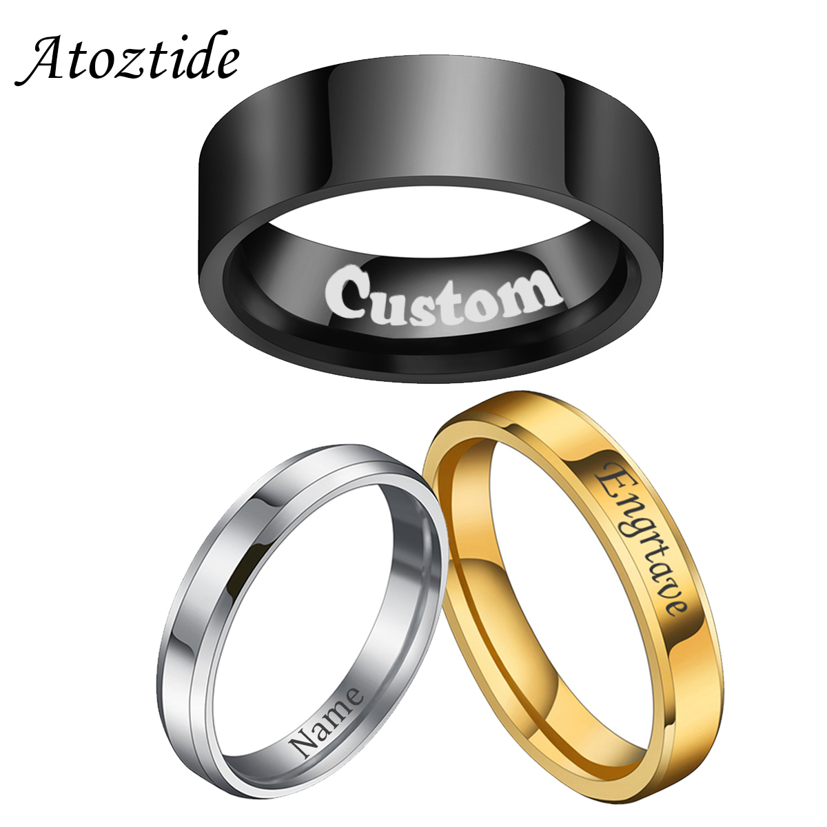 Wedding Zone - Atoztide 4/6/8Mm Cá Tính Khắc Tên