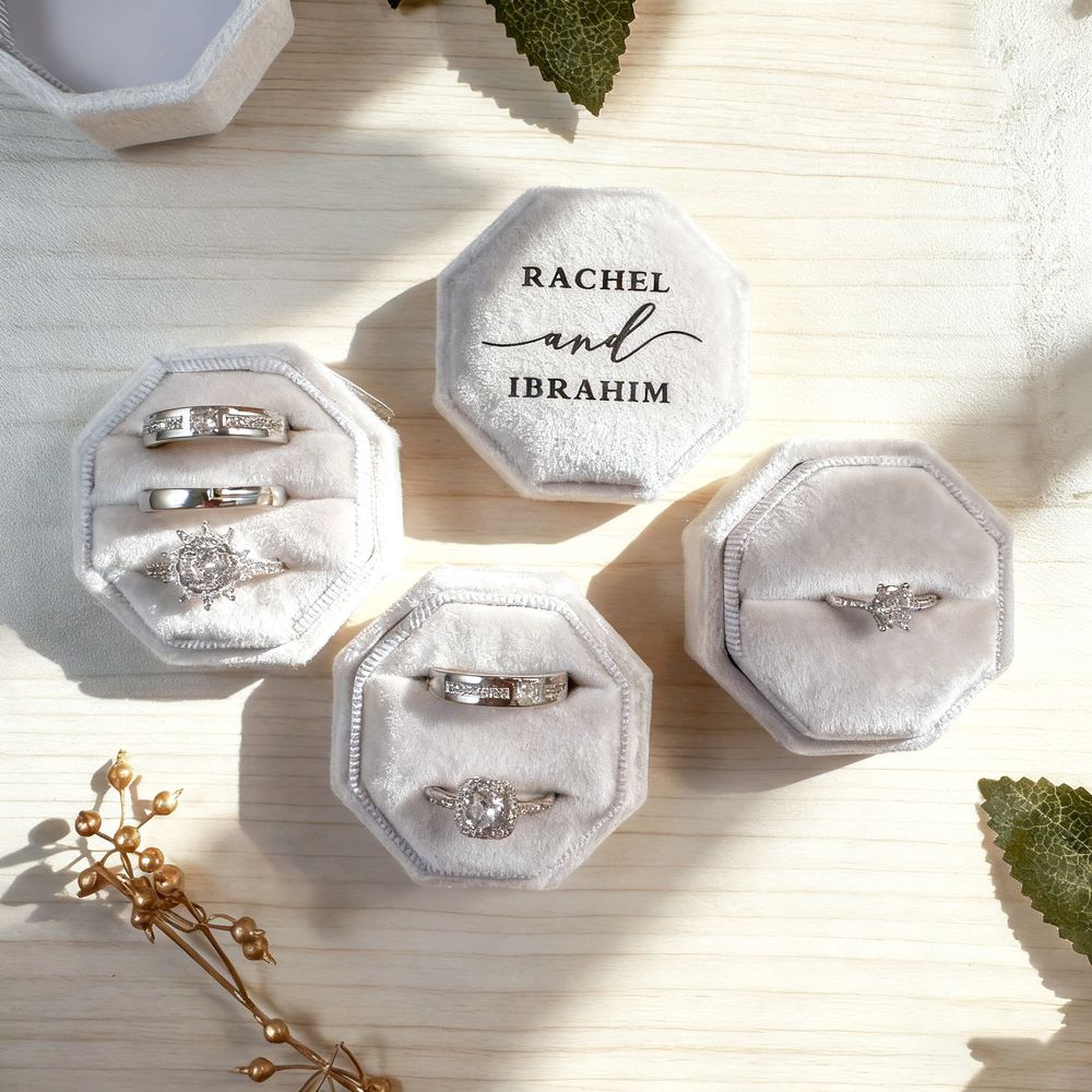 Champagne Tower Set - Personlized Wedding Velvet Ring Box Engagement