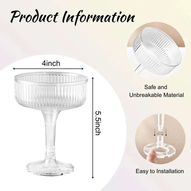Champagne Tower Set - 4-6Tier Acrylic Plastic Champagne Glasses 7oz