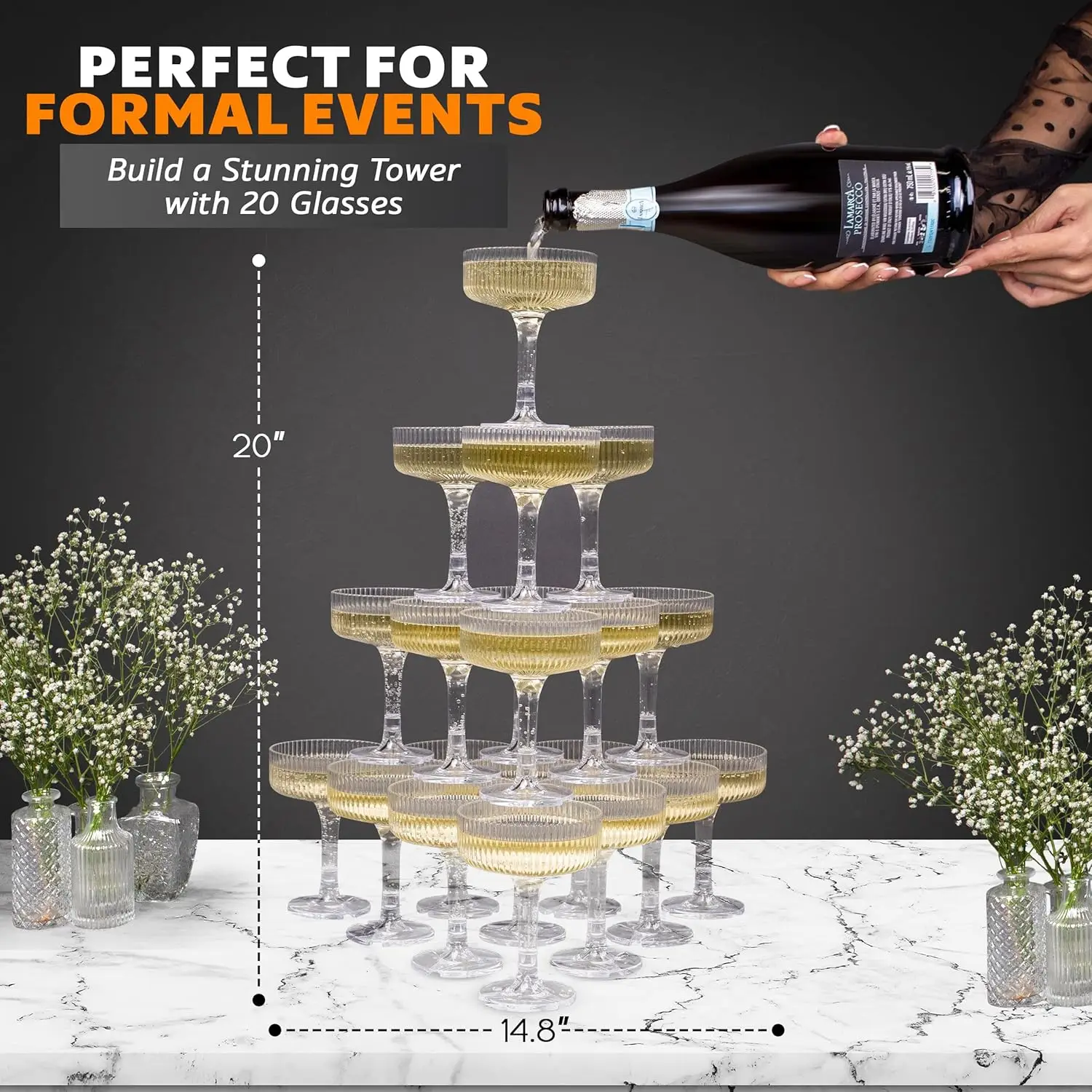 Champagne Tower Set - 20-60PCS Acrylic Champagne Tower Vintage Art