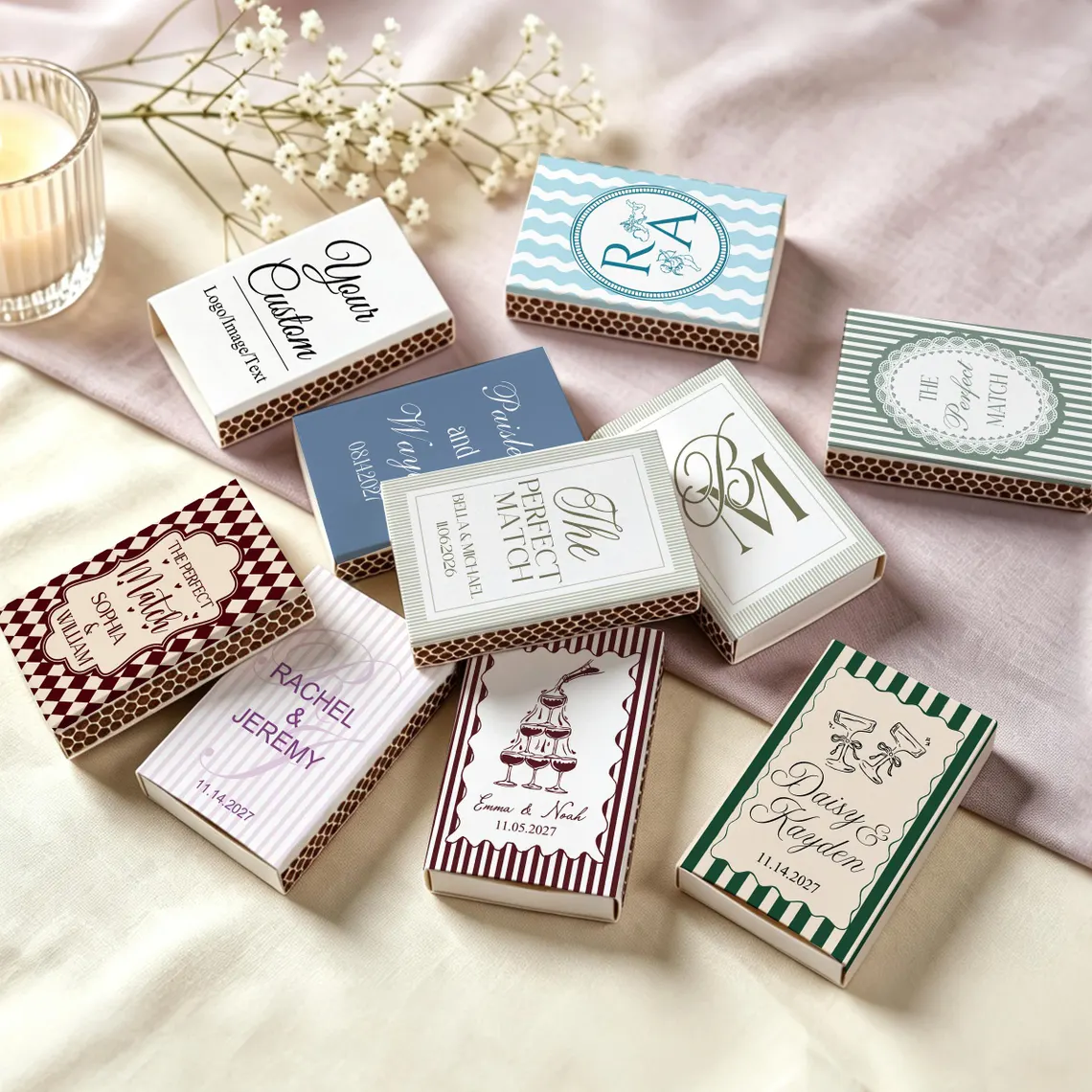 Custom Wedding Matchbooks SET  - đánh giá và giá Champagne Tower Set