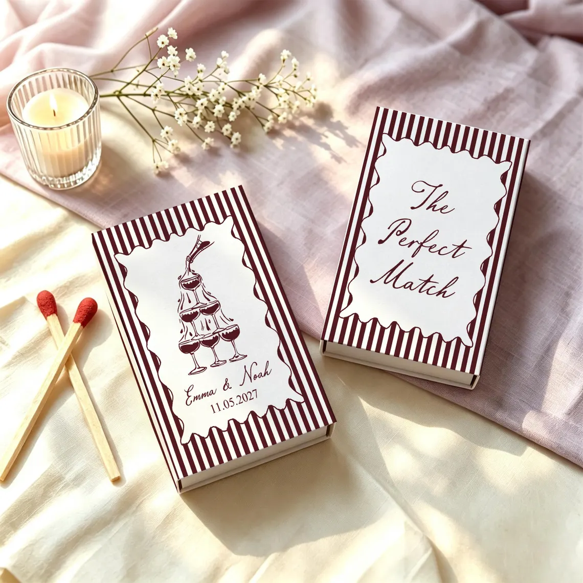 Custom Wedding Matchbooks SET  - đánh giá và giá Champagne Tower Set