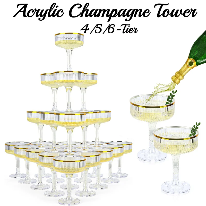 4-6 Tier Acrylic Champagne Tow - đánh giá và giá Champagne Tower Set
