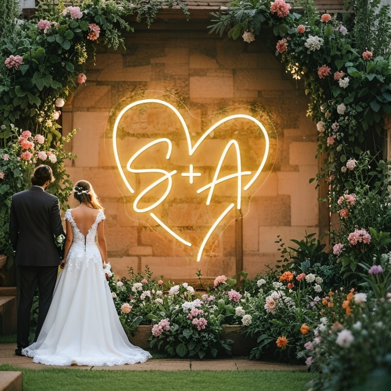 Custom Initials Heart LED Neon - đánh giá và giá Wedding Led