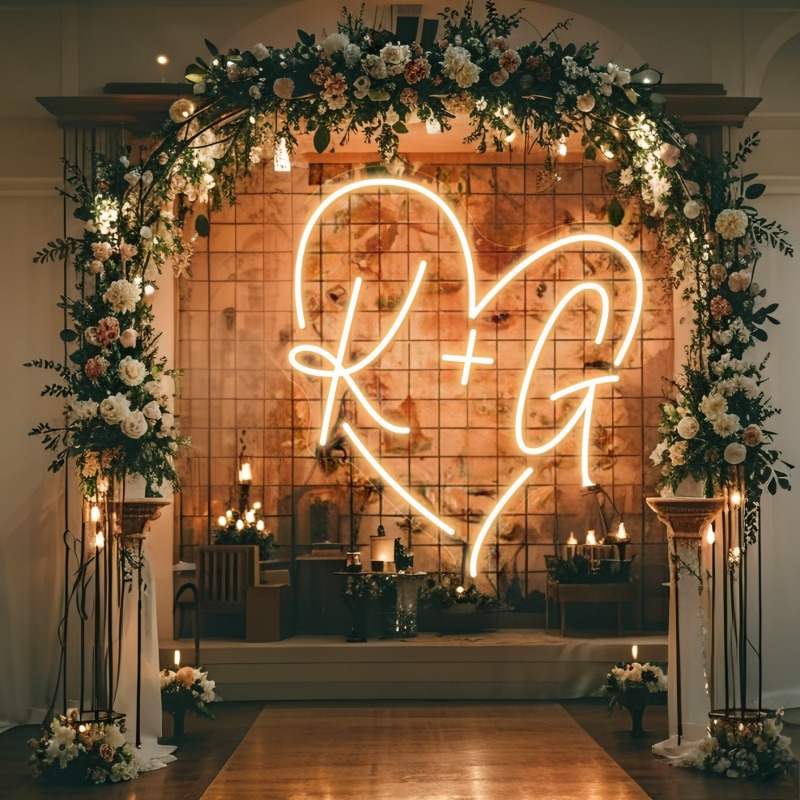 Custom Initials Heart LED Neon - đánh giá và giá Wedding Led