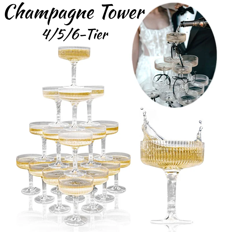 4-6Tier Acrylic Plastic Champa - đánh giá và giá Champagne Tower Set