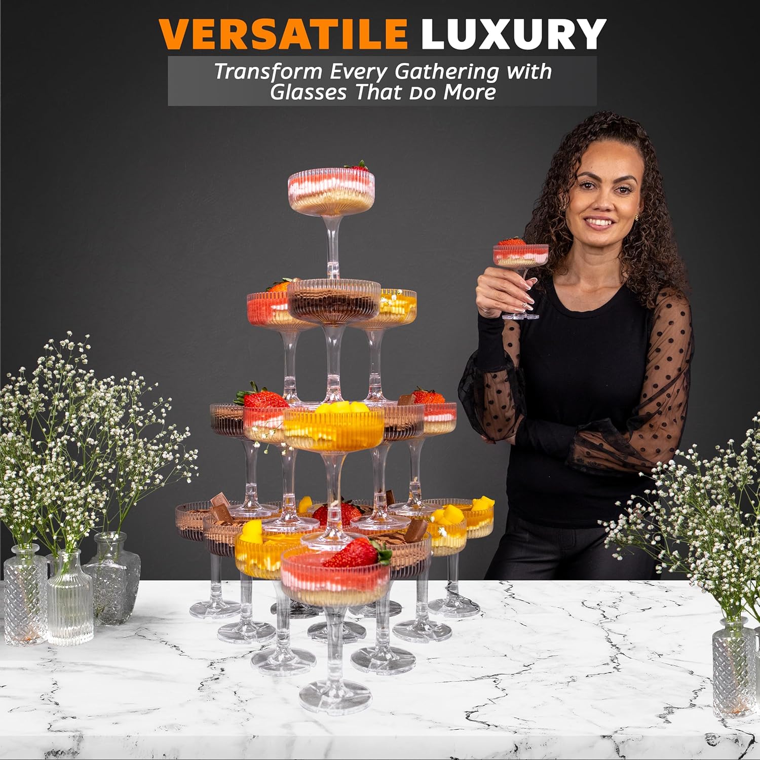 20-60PCS ACRYLIC Champagne Tow - đánh giá và giá Champagne Tower Set