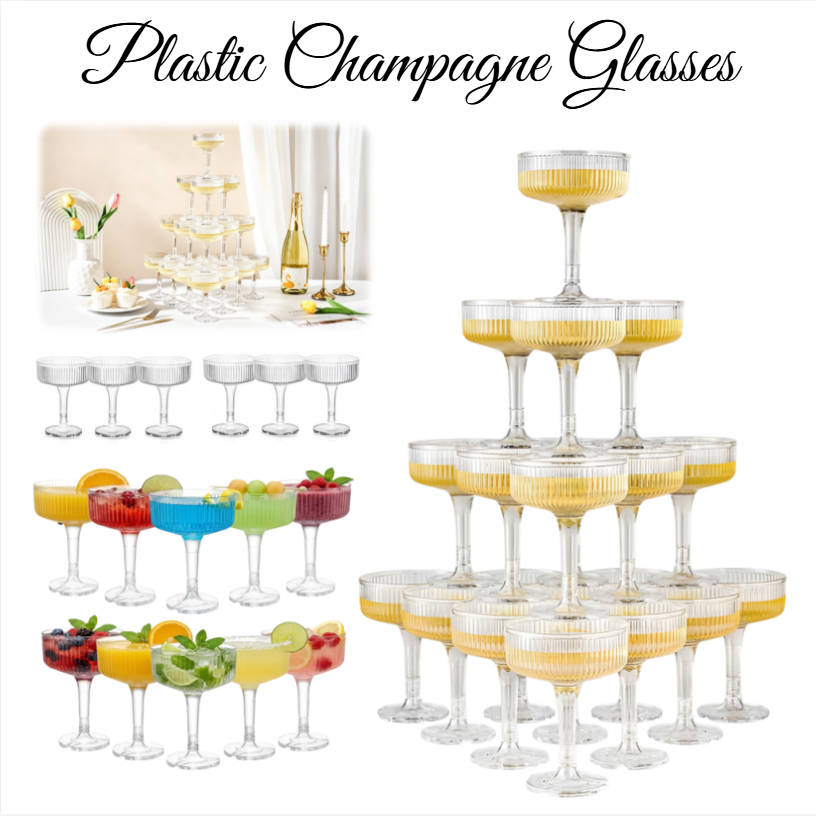 4-6Tier Plastic Champagne Towe - đánh giá và giá Champagne Tower Set