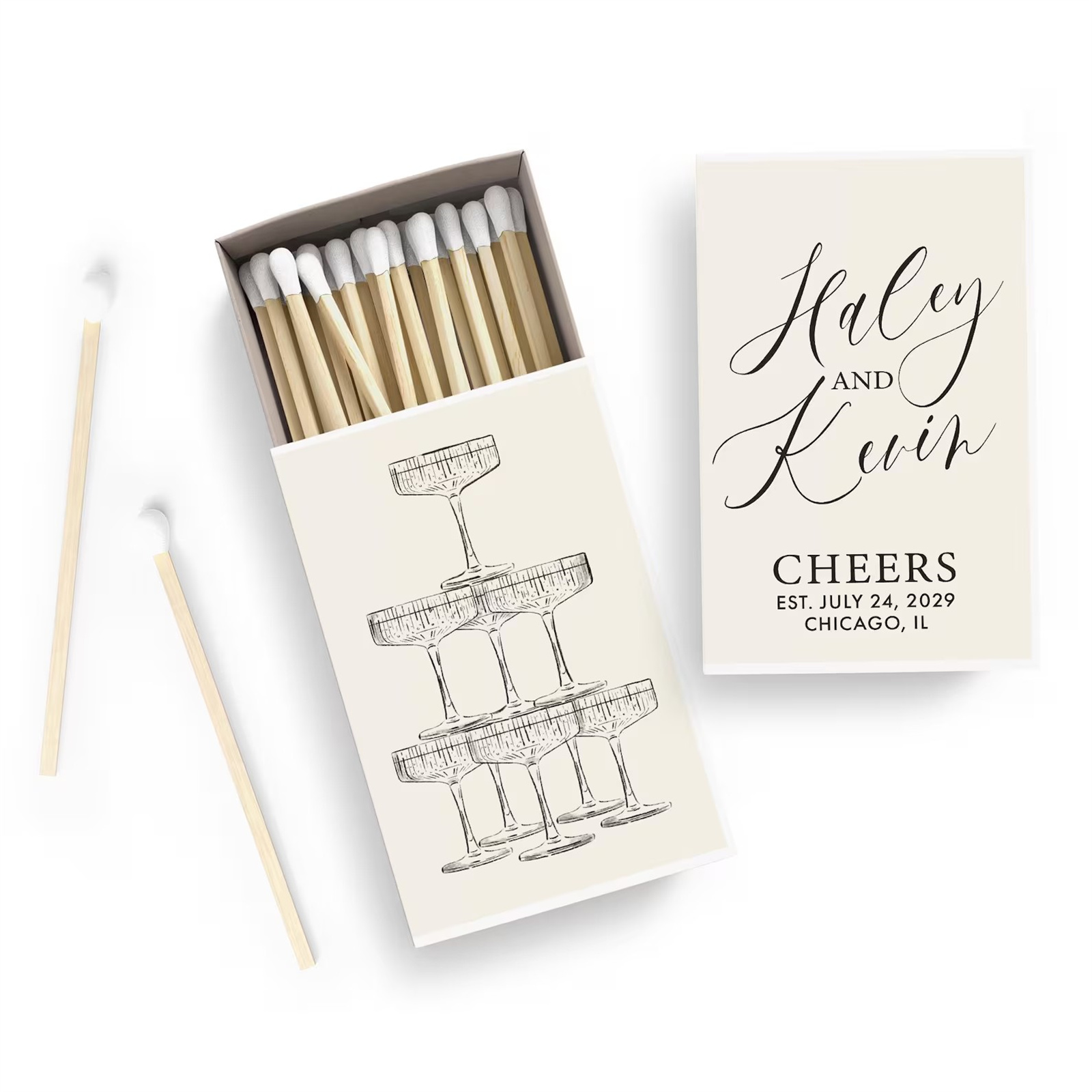 Personalized Matchboxes SET OF - đánh giá và giá Champagne Tower Set