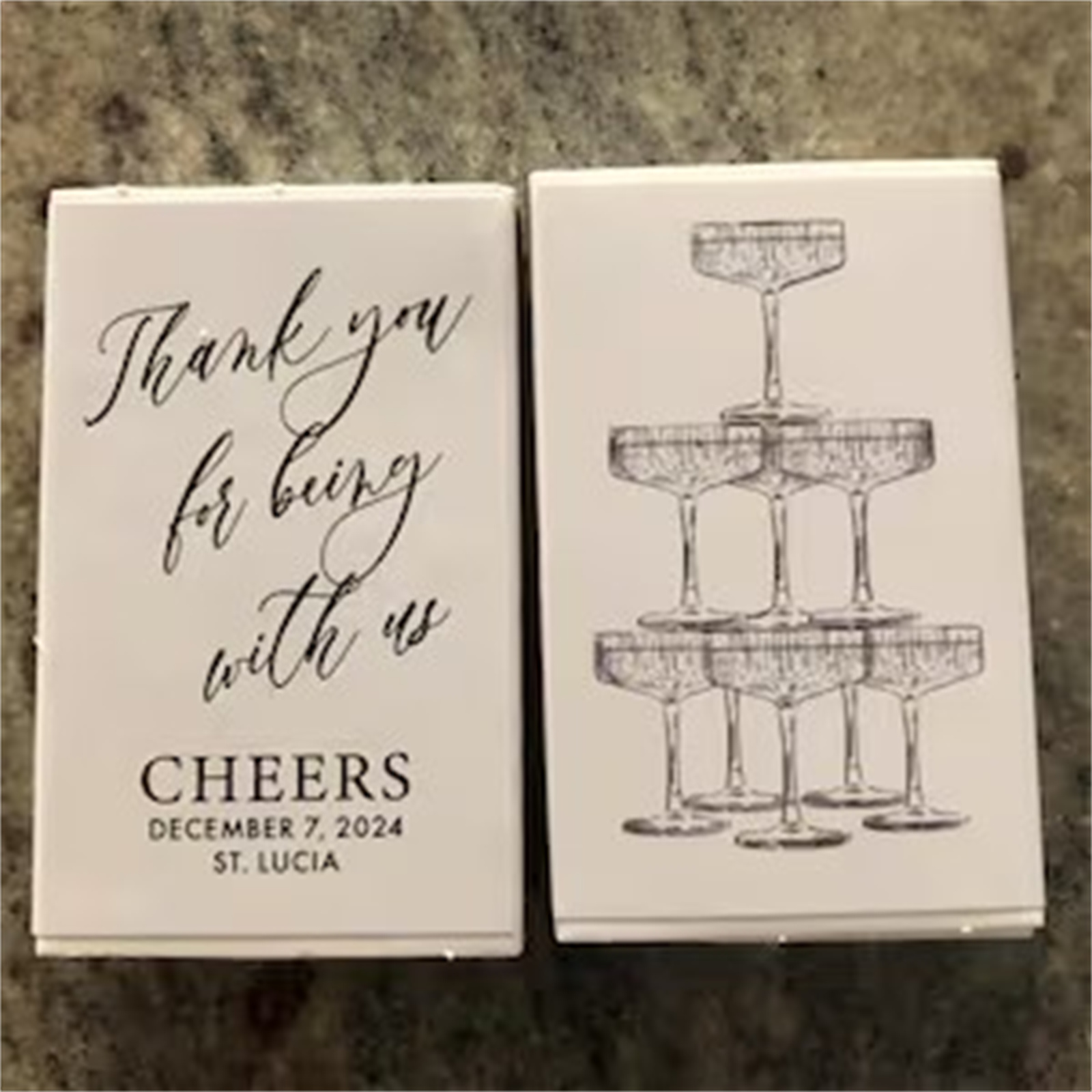 Personalized Matchboxes SET OF - đánh giá và giá Champagne Tower Set