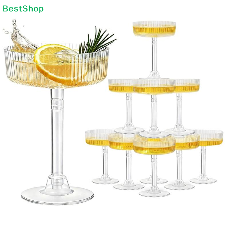 ☽10Pcs Plastic Martini Glasses - đánh giá và giá Champagne Tower Set